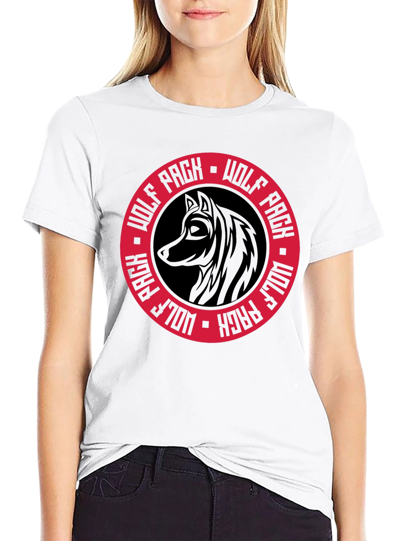 Wolf Pack Black Graphic Tee - Stylish Crew Neck