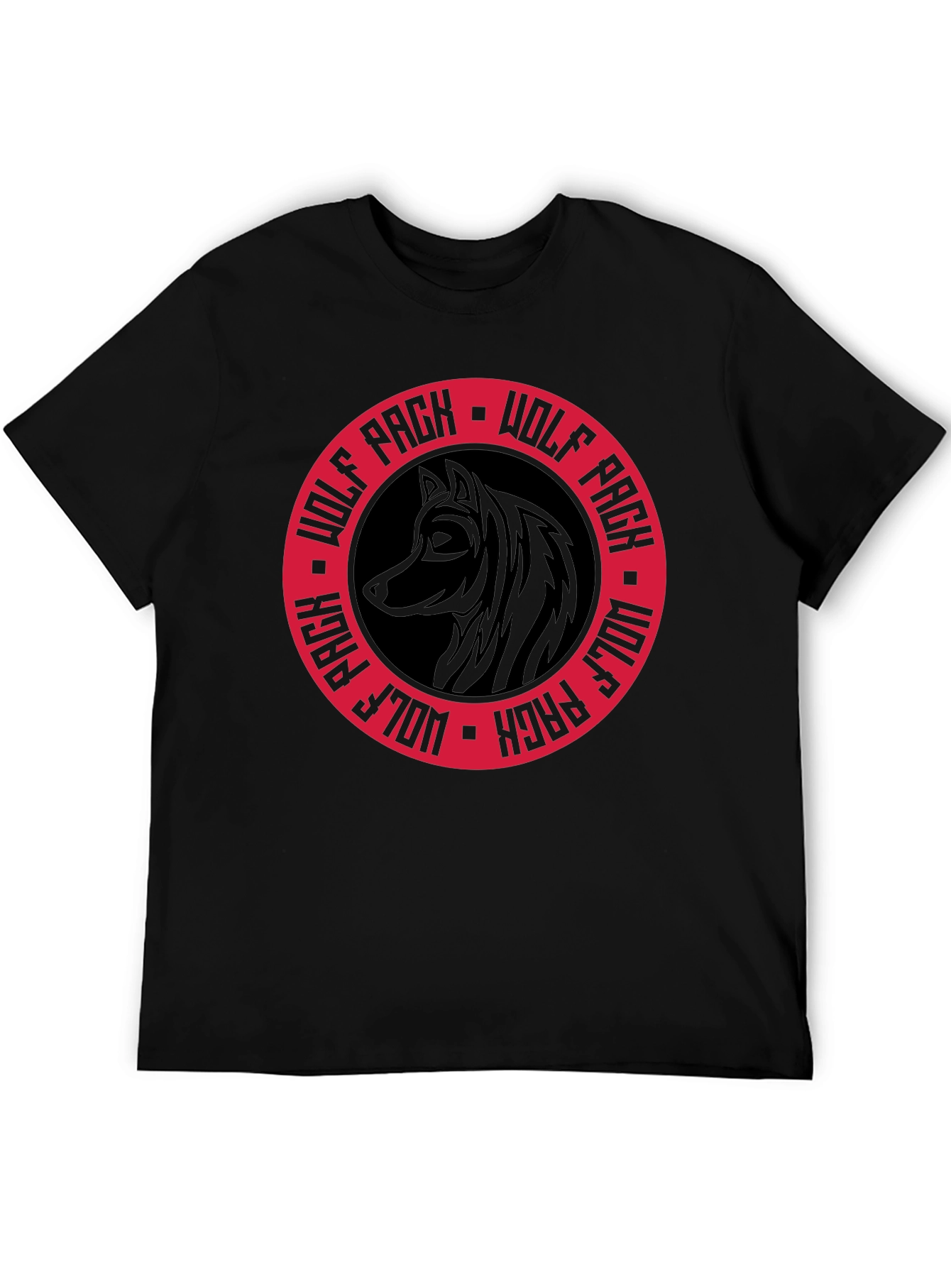 Wolf Pack Black Graphic Tee - Stylish Crew Neck