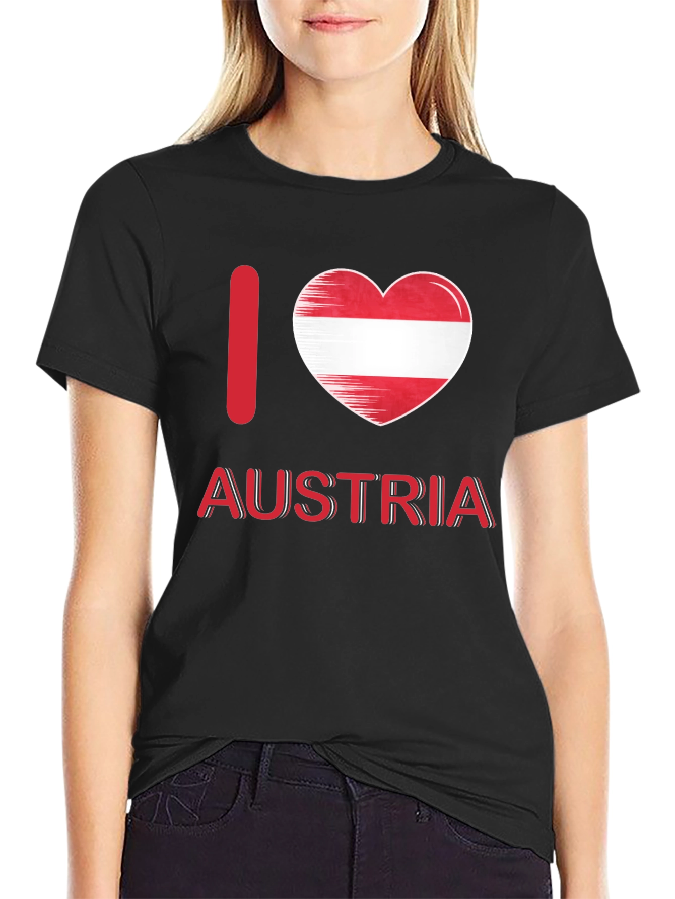 I Love Austria T-Shirt Austrian Flag Heart Design