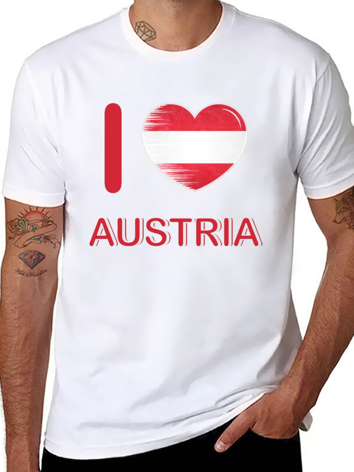 I Love Austria T-Shirt Austrian Flag Heart Design
