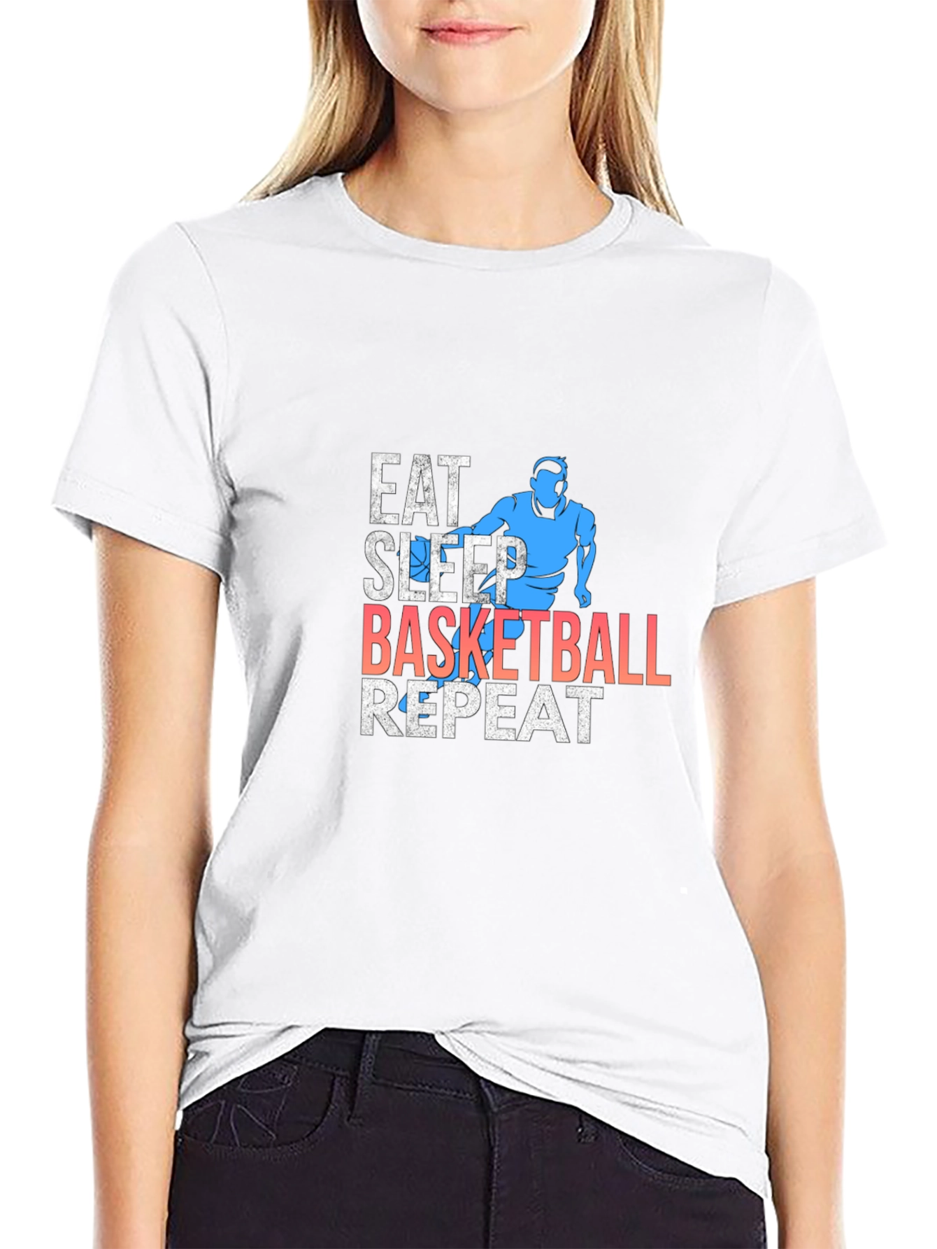 Eat Sleep Basketball Repeat Graphic Tee