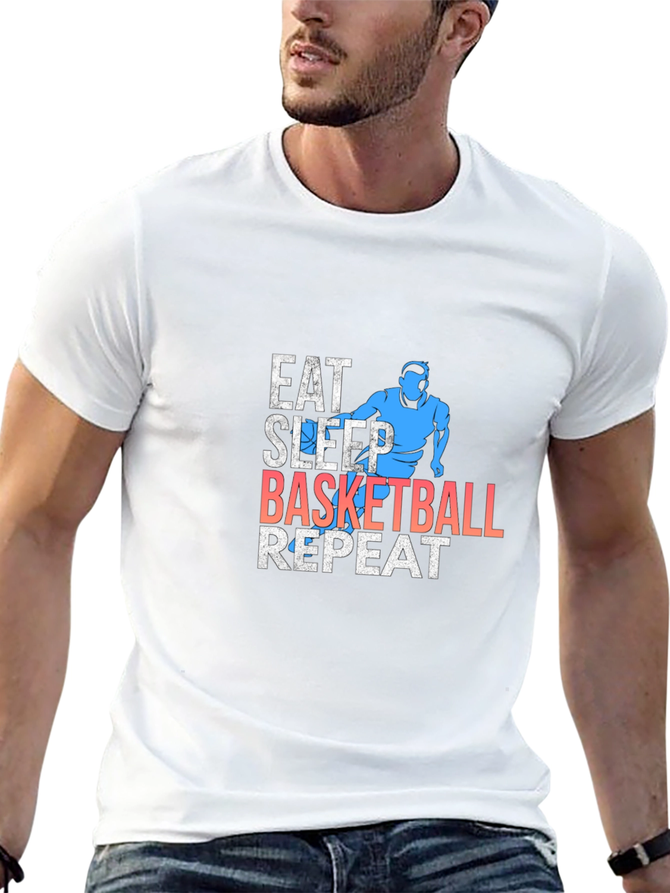 Eat Sleep Basketball Repeat Graphic Tee