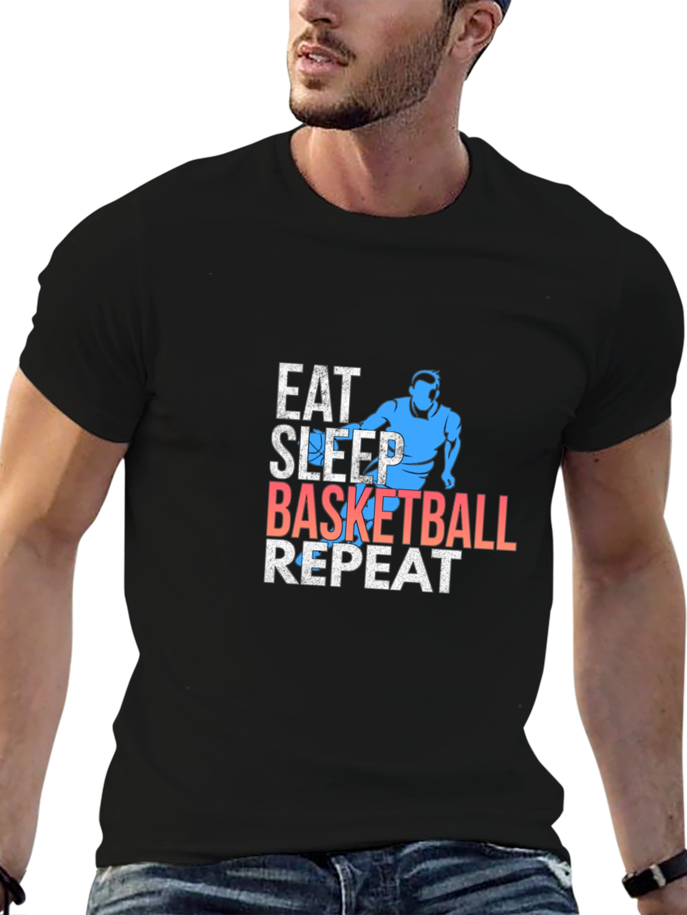 Eat Sleep Basketball Repeat Graphic Tee