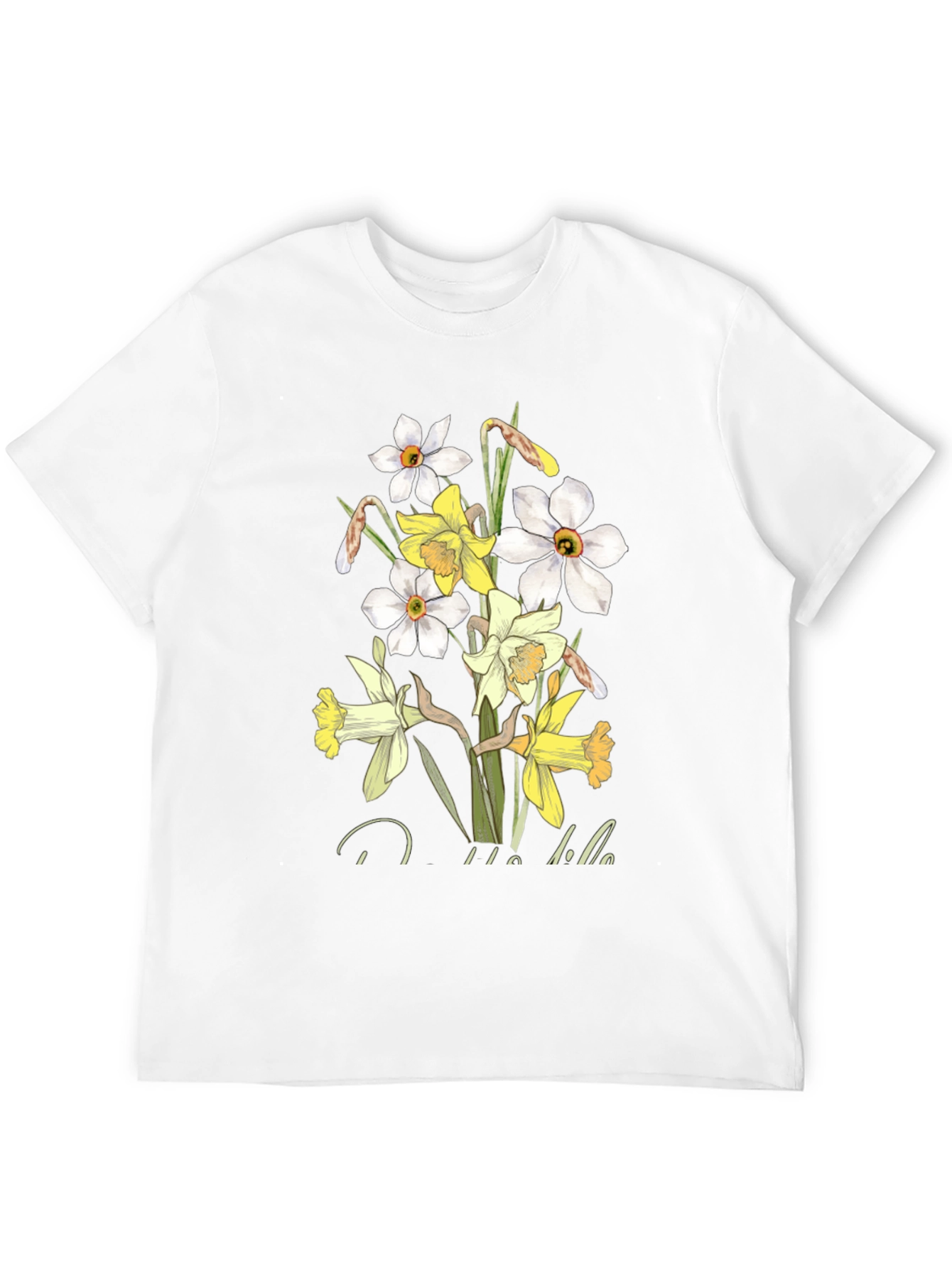 Floral Daffodil Graphic Print Black T-Shirt