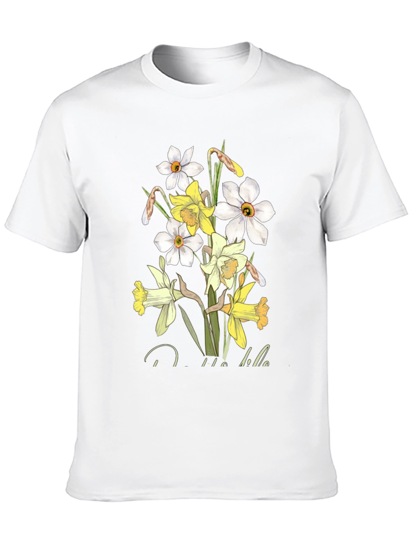 Floral Daffodil Graphic Print Black T-Shirt