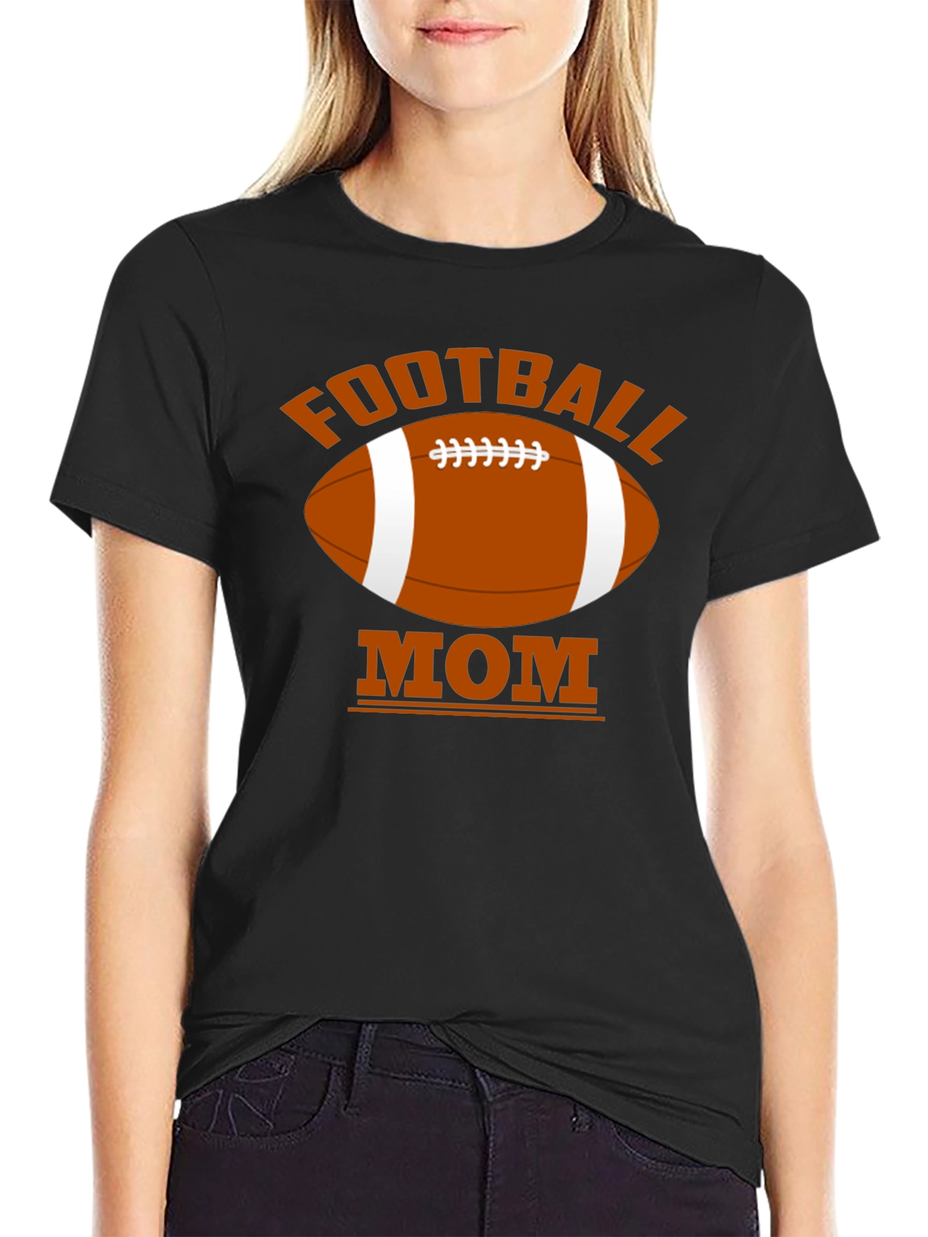 Football Mom Black T-Shirt