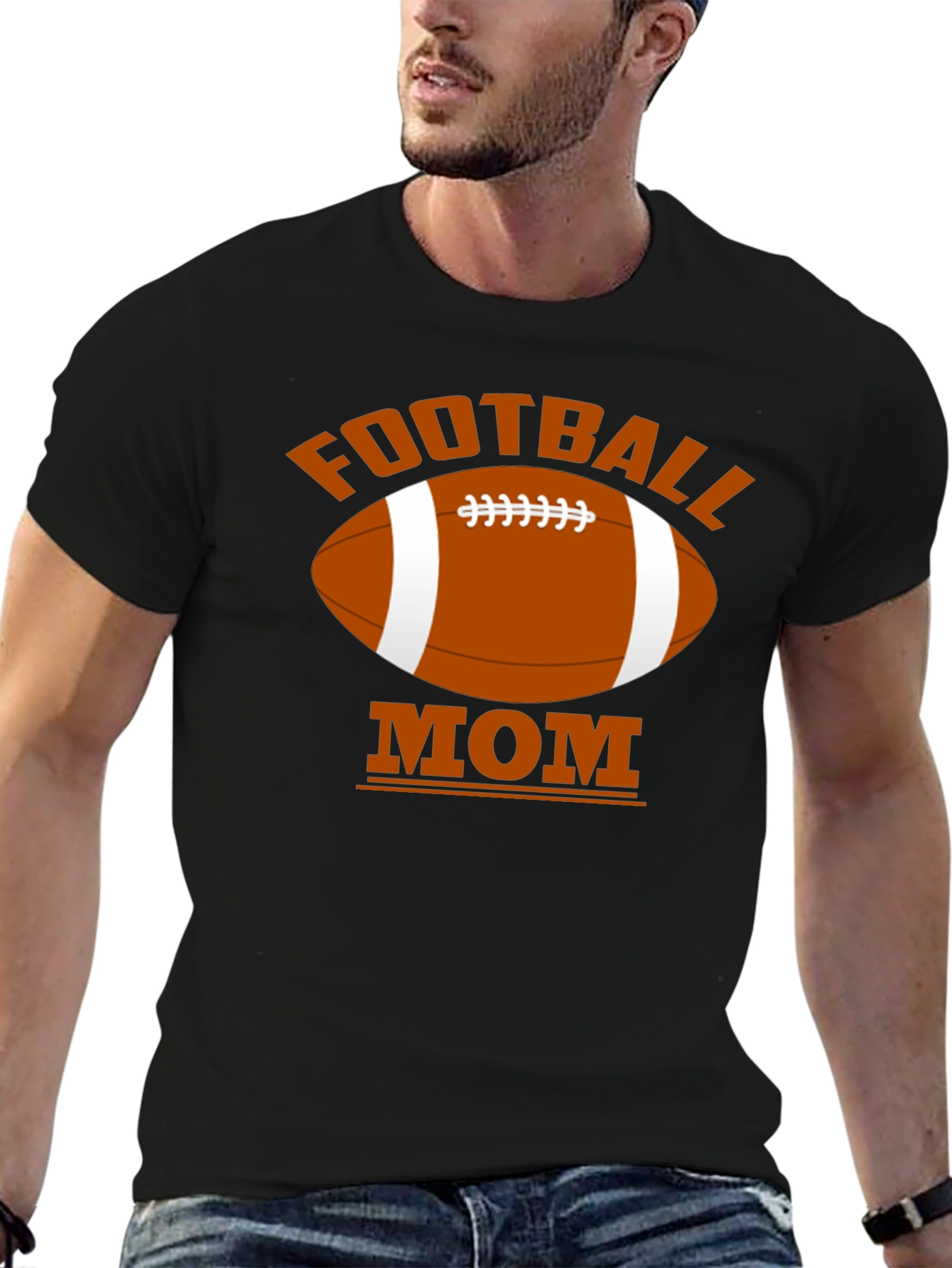 Football Mom Black T-Shirt