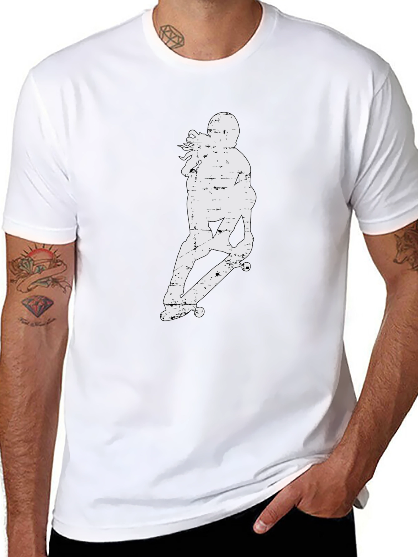 Skateboarder Graphic Tee - Casual Black T-Shirt