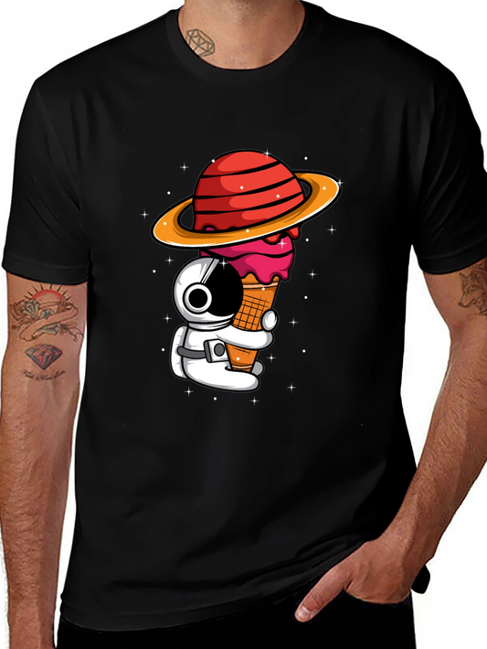 Astronaut Ice Cream Planet Graphic T-Shirt