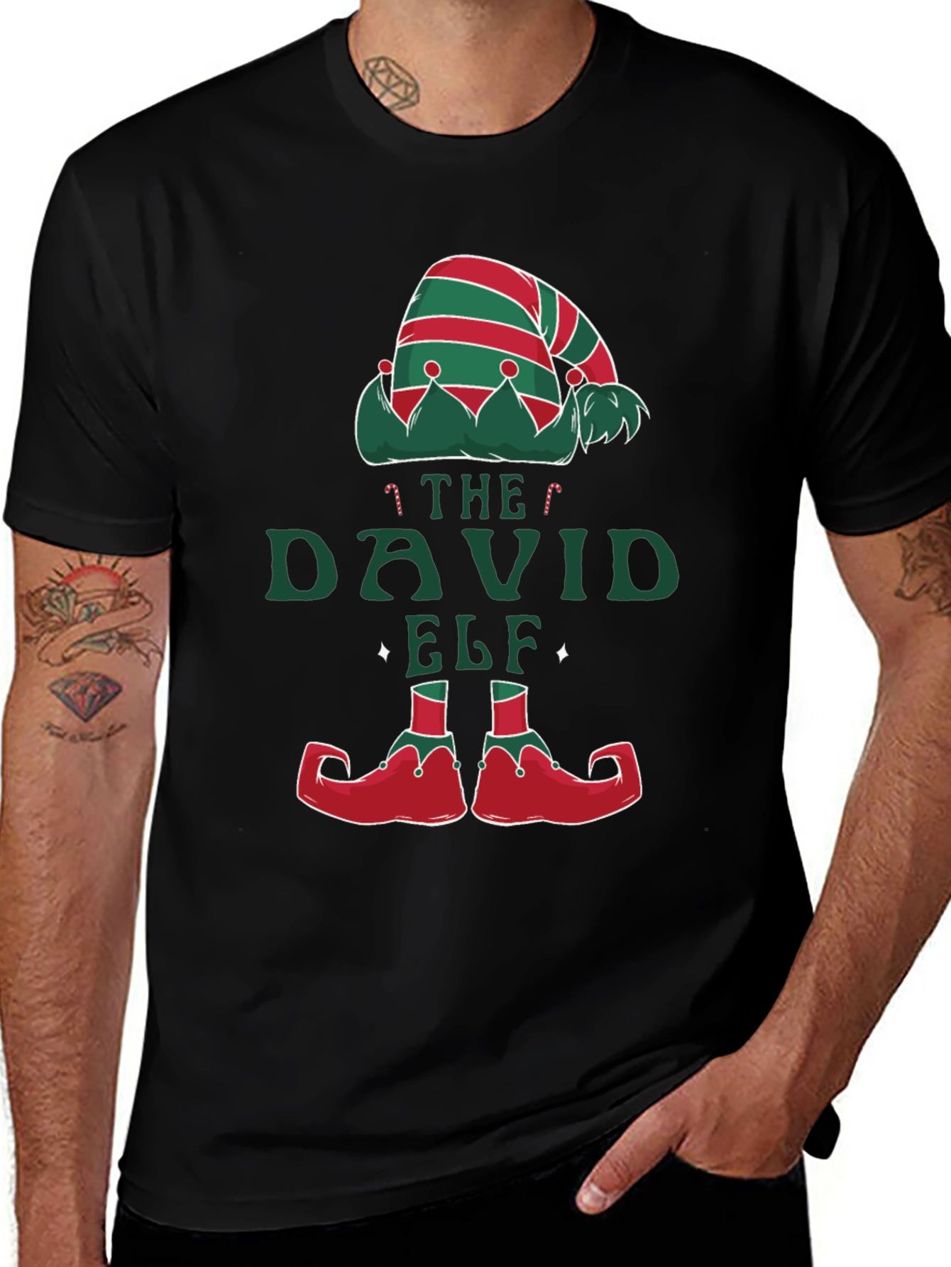 David Elf Christmas T-Shirt - Festive Holiday Apparel