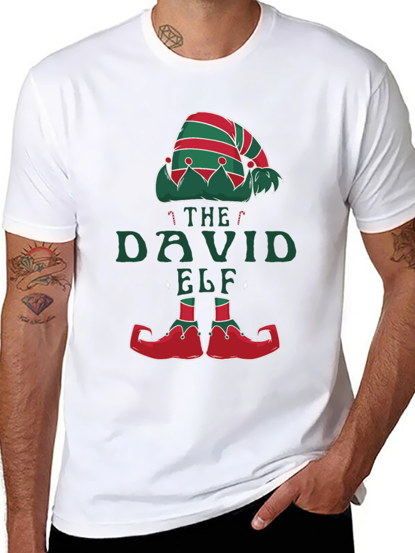 David Elf Christmas T-Shirt - Festive Holiday Apparel
