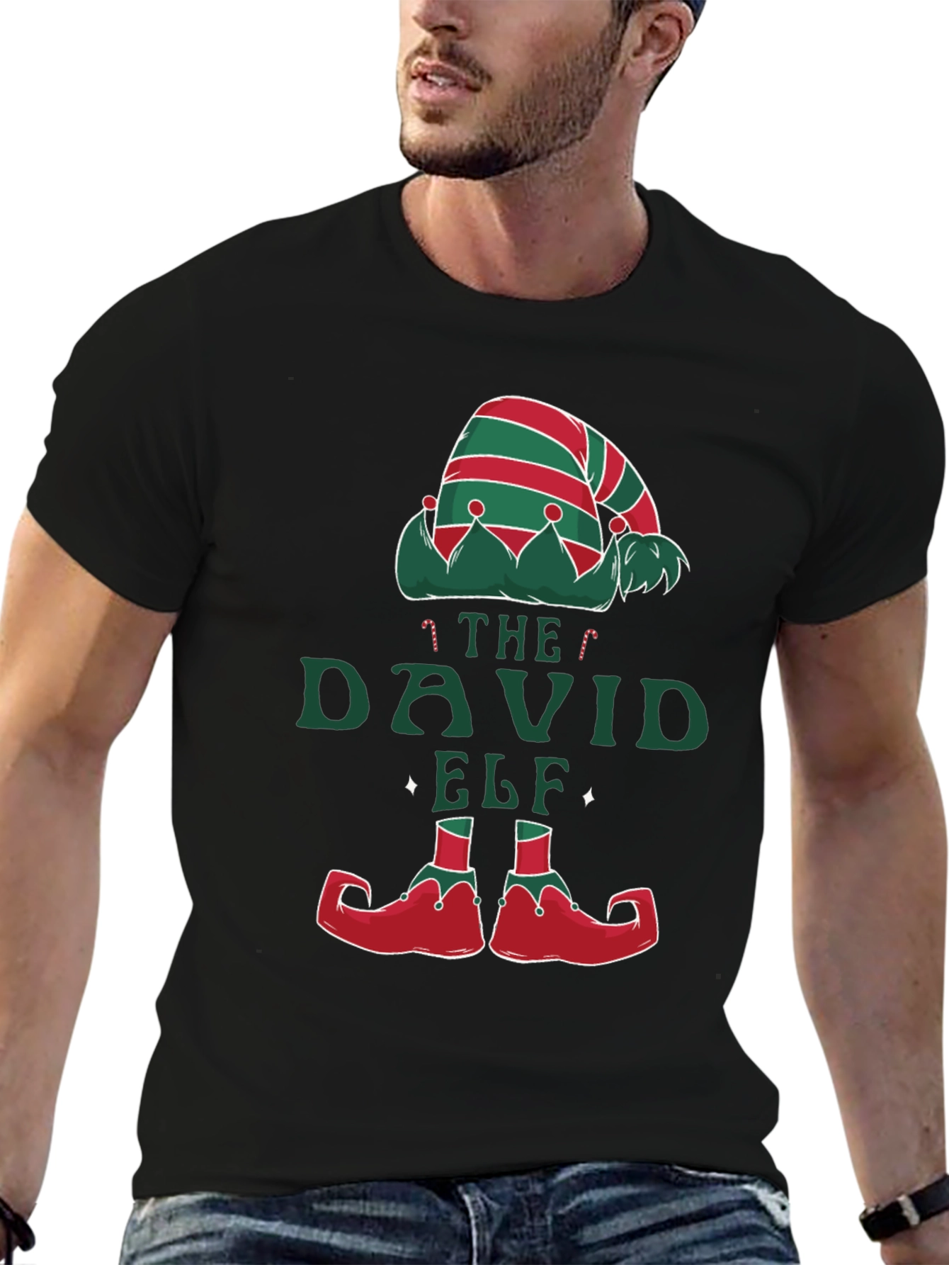 David Elf Christmas T-Shirt - Festive Holiday Apparel
