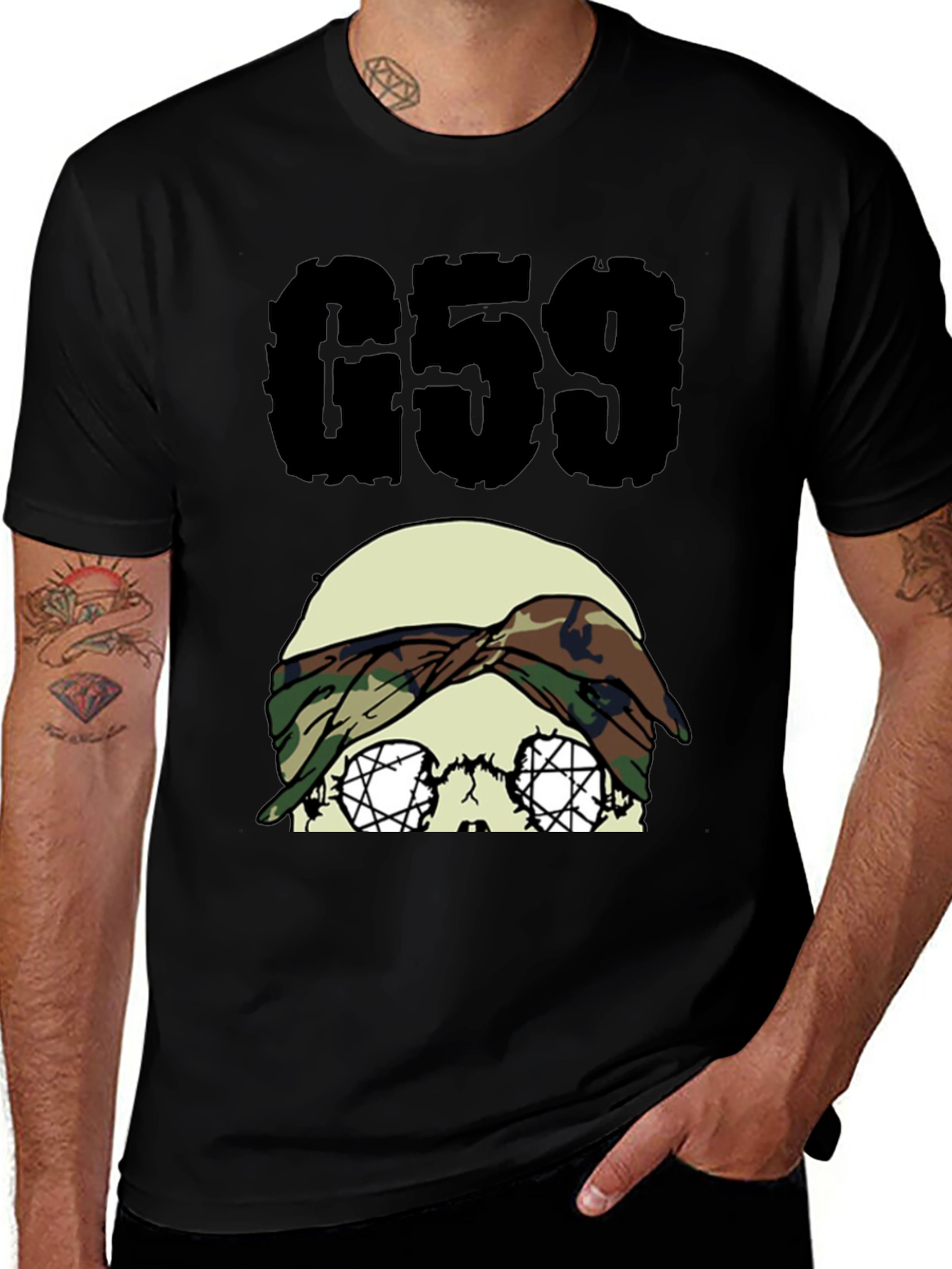 G59 Skull Camo Bandana Graphic Tee