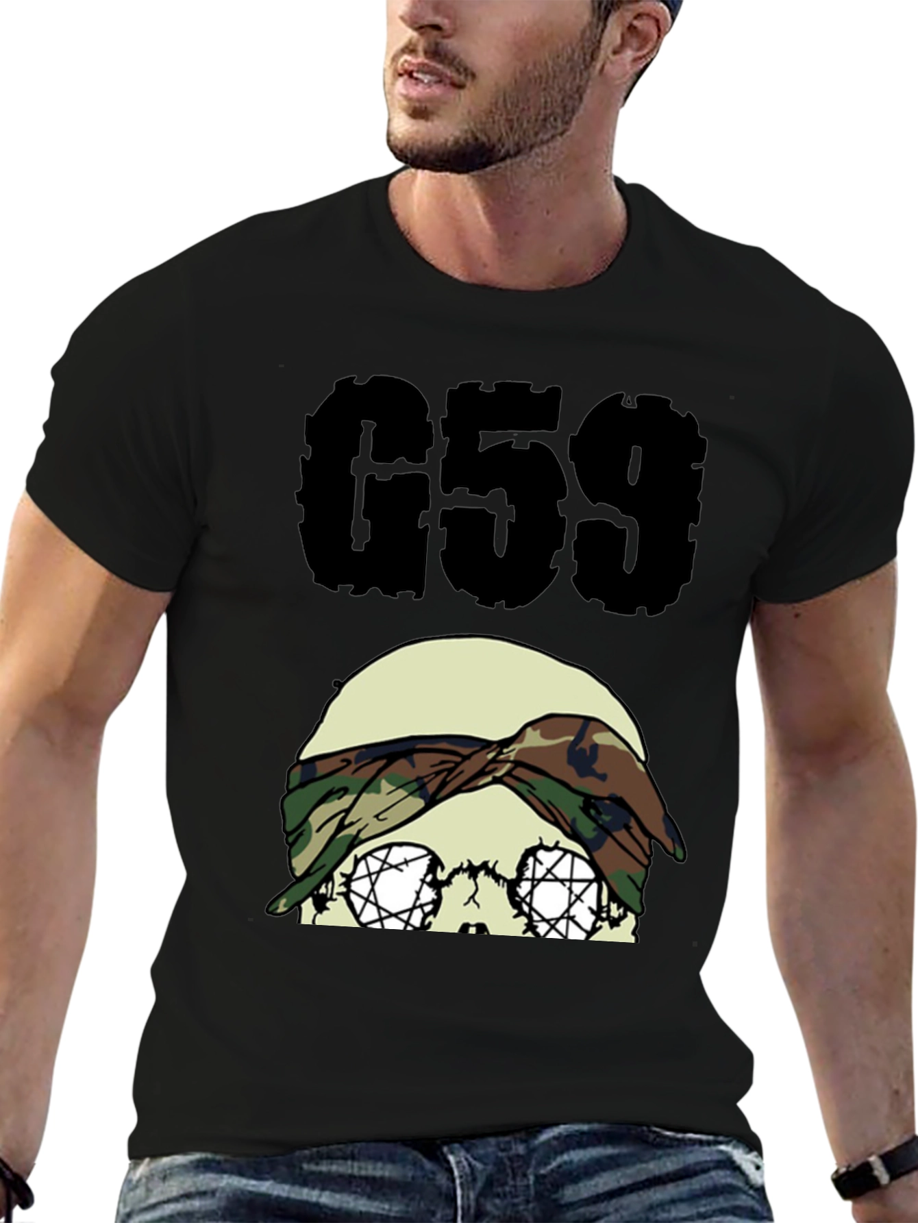 G59 Skull Camo Bandana Graphic Tee
