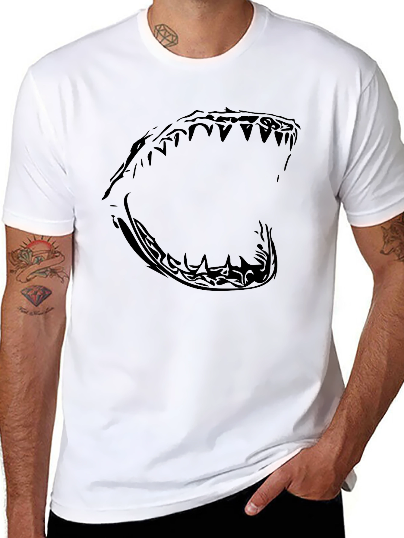 Mens Black Shark Jaw Graphic Tee
