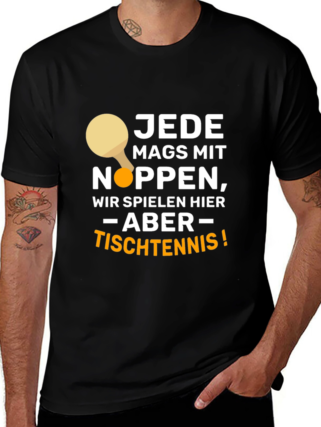 Funny Table Tennis Player Black T-Shirt