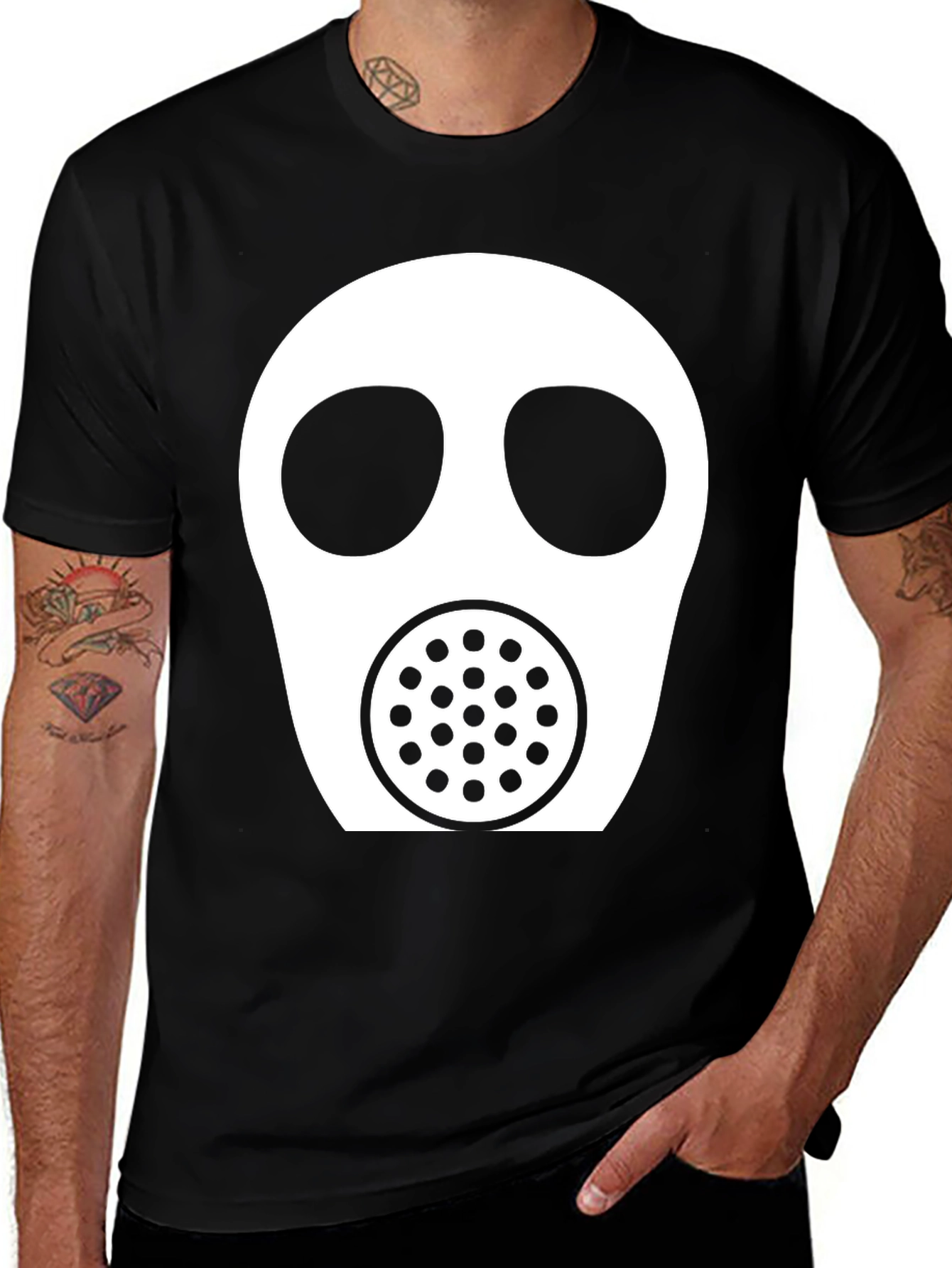 Gas Mask Graphic Tee - Black Casual T-Shirt