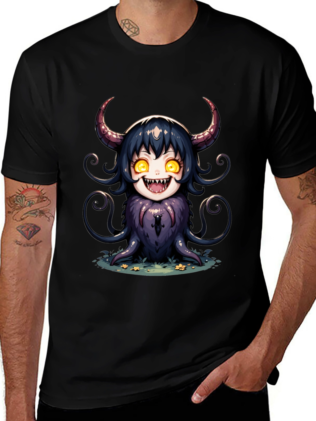 Anime Devil Girl Graphic Tee - Unique Design