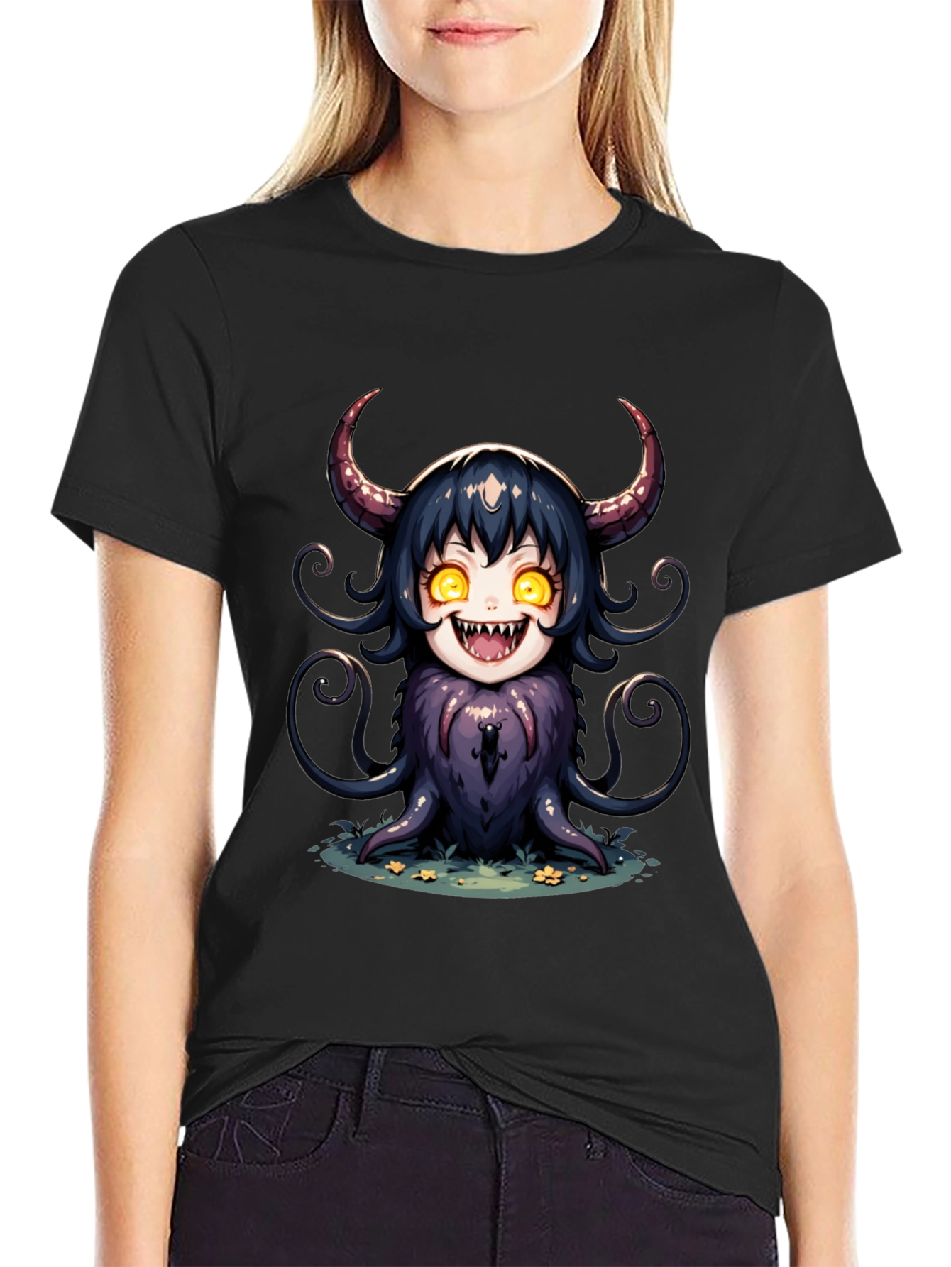 Anime Devil Girl Graphic Tee - Unique Design