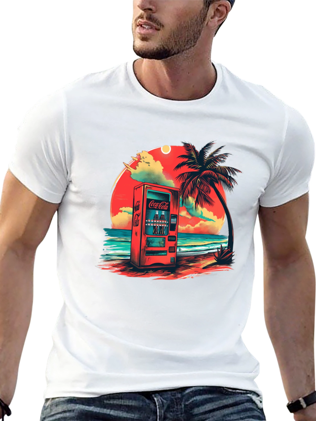 Retro Coca-Cola Beach Vending Machine T-Shirt