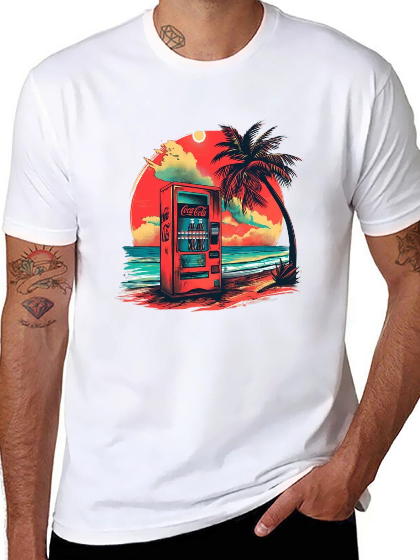 Retro Coca-Cola Beach Vending Machine T-Shirt