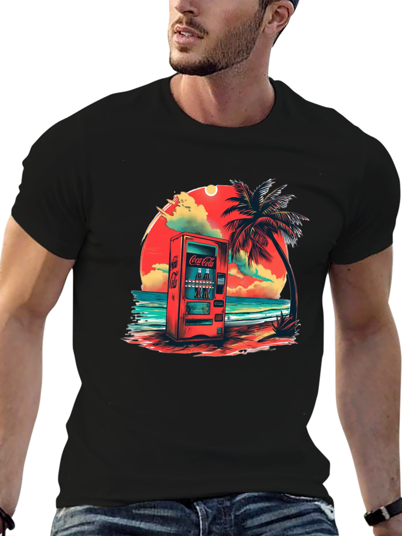 Retro Coca-Cola Beach Vending Machine T-Shirt