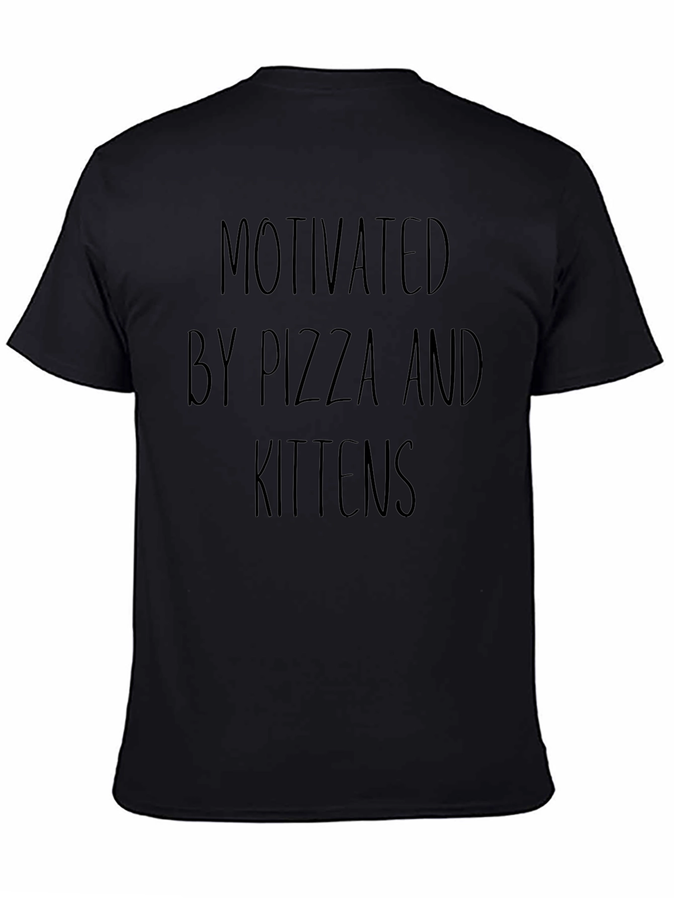 Motivated By Pizza & Kittens T-Shirt - Black