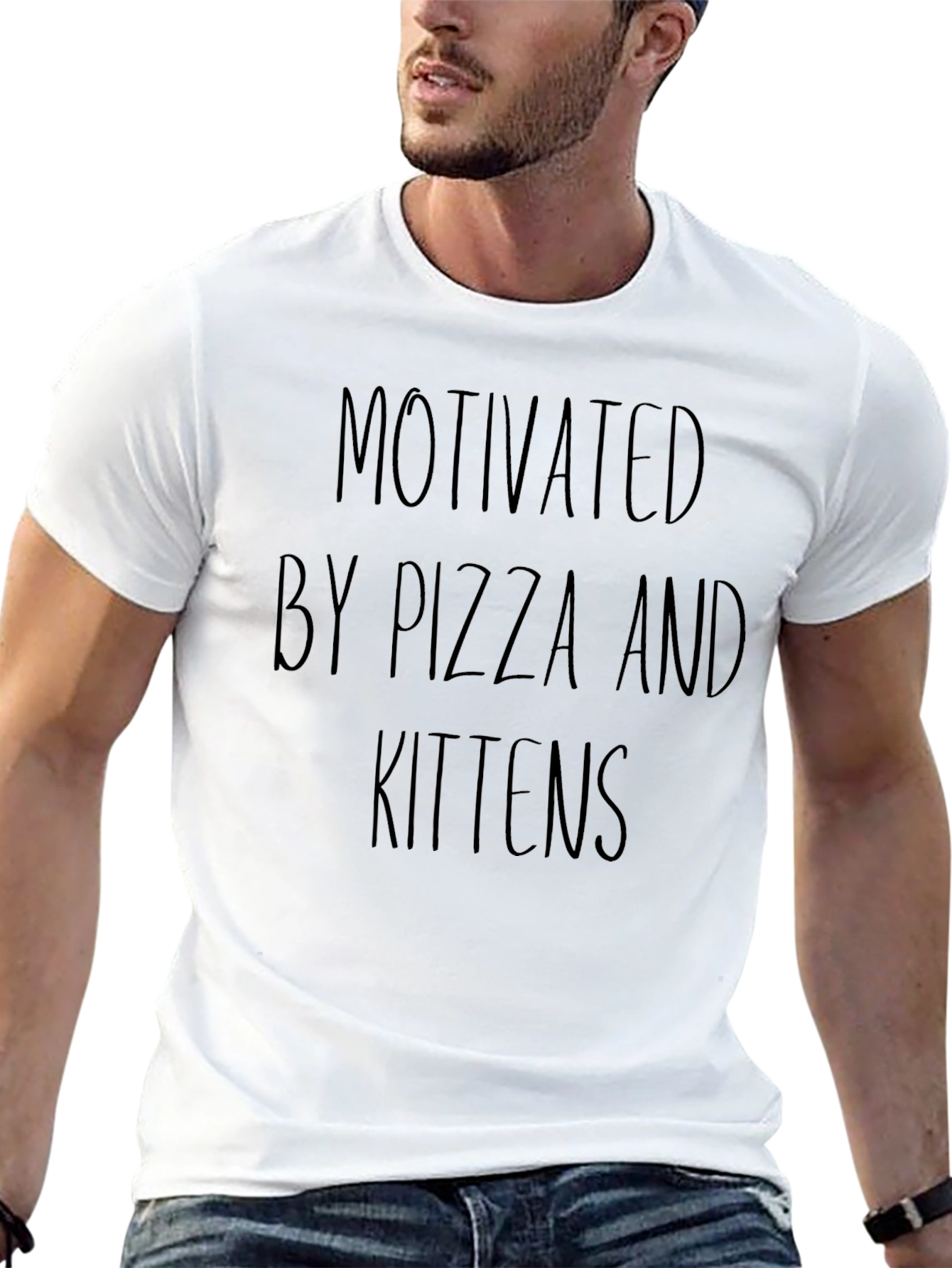 Motivated By Pizza & Kittens T-Shirt - Black