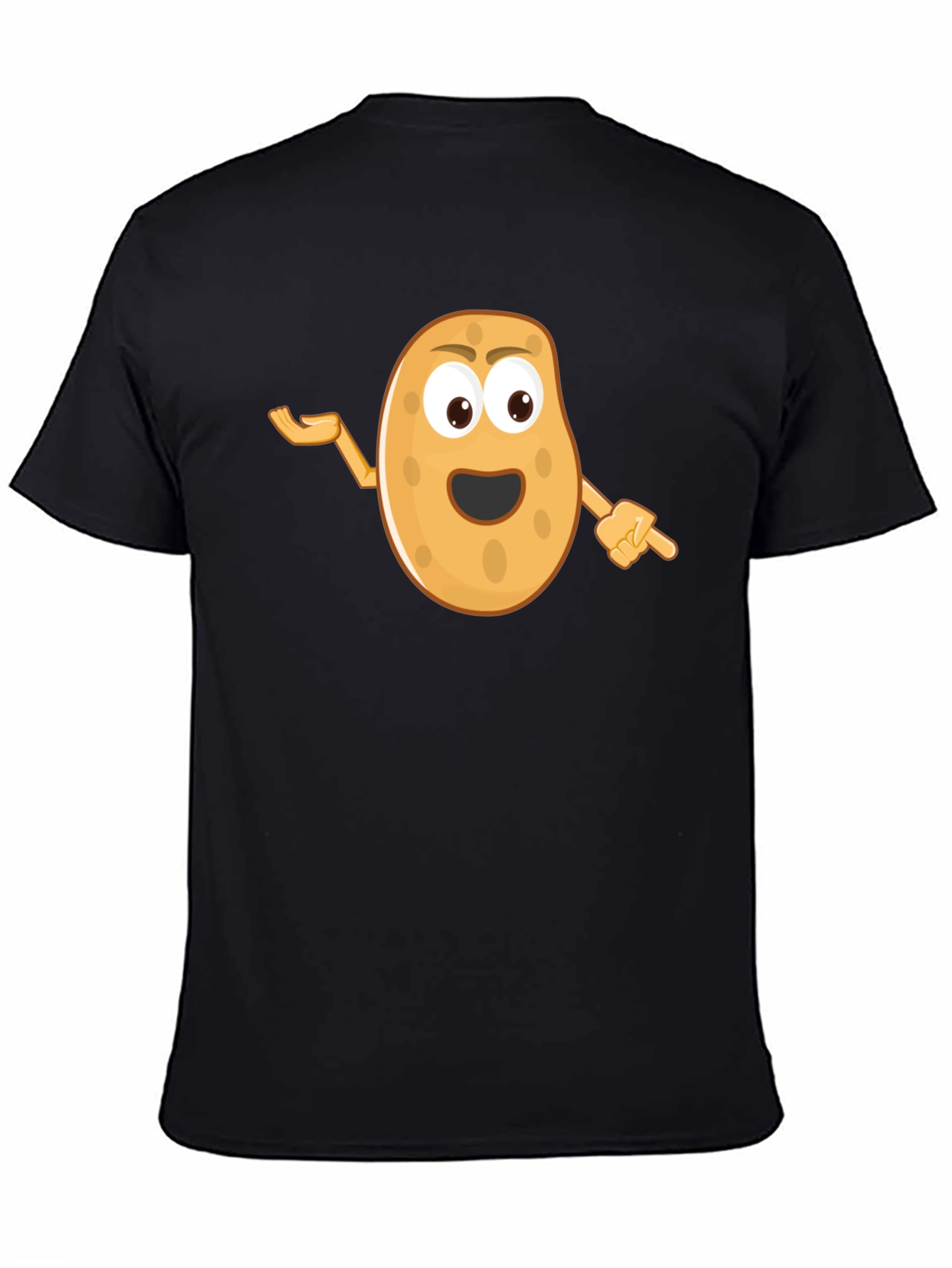 Funny Potato Cartoon Black T-Shirt