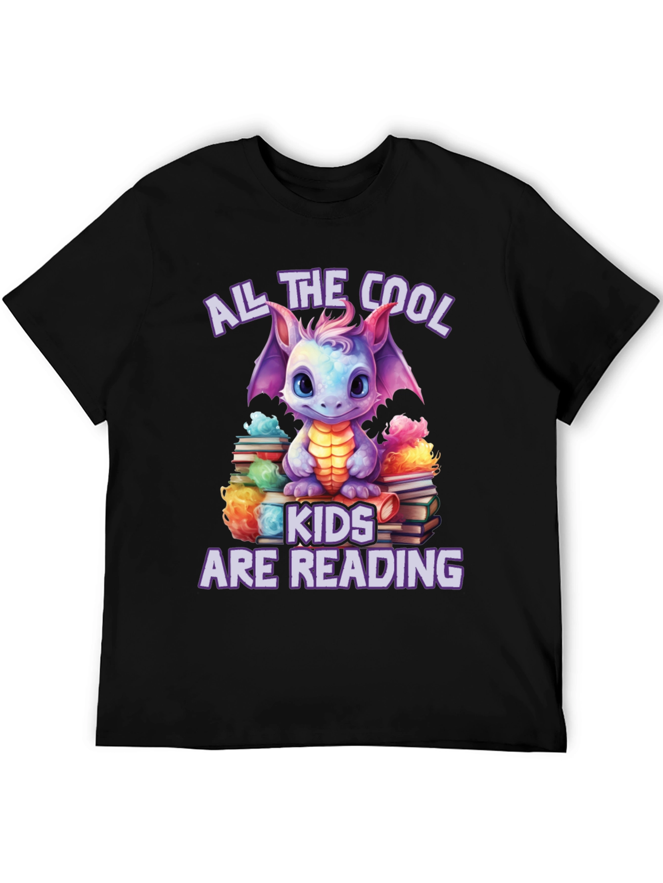 Cool Kids Reading Dragon Graphic T-Shirt