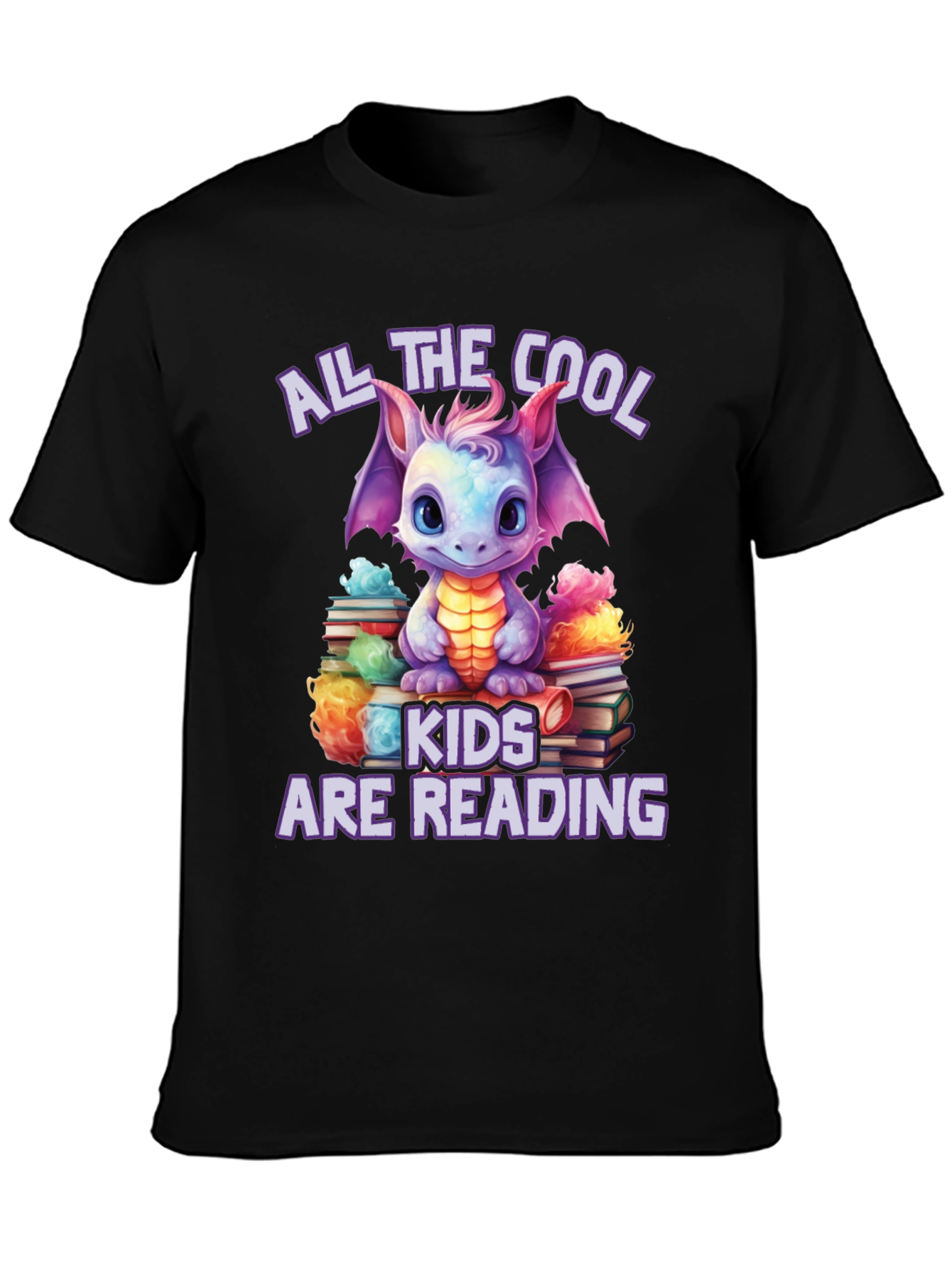 Cool Kids Reading Dragon Graphic T-Shirt