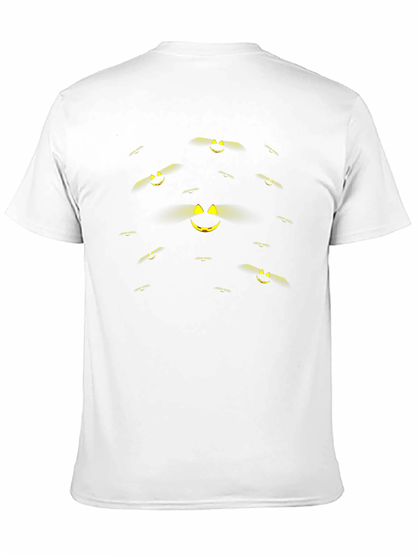 Spooky Pumpkin Face Pattern Black Halloween T-Shirt