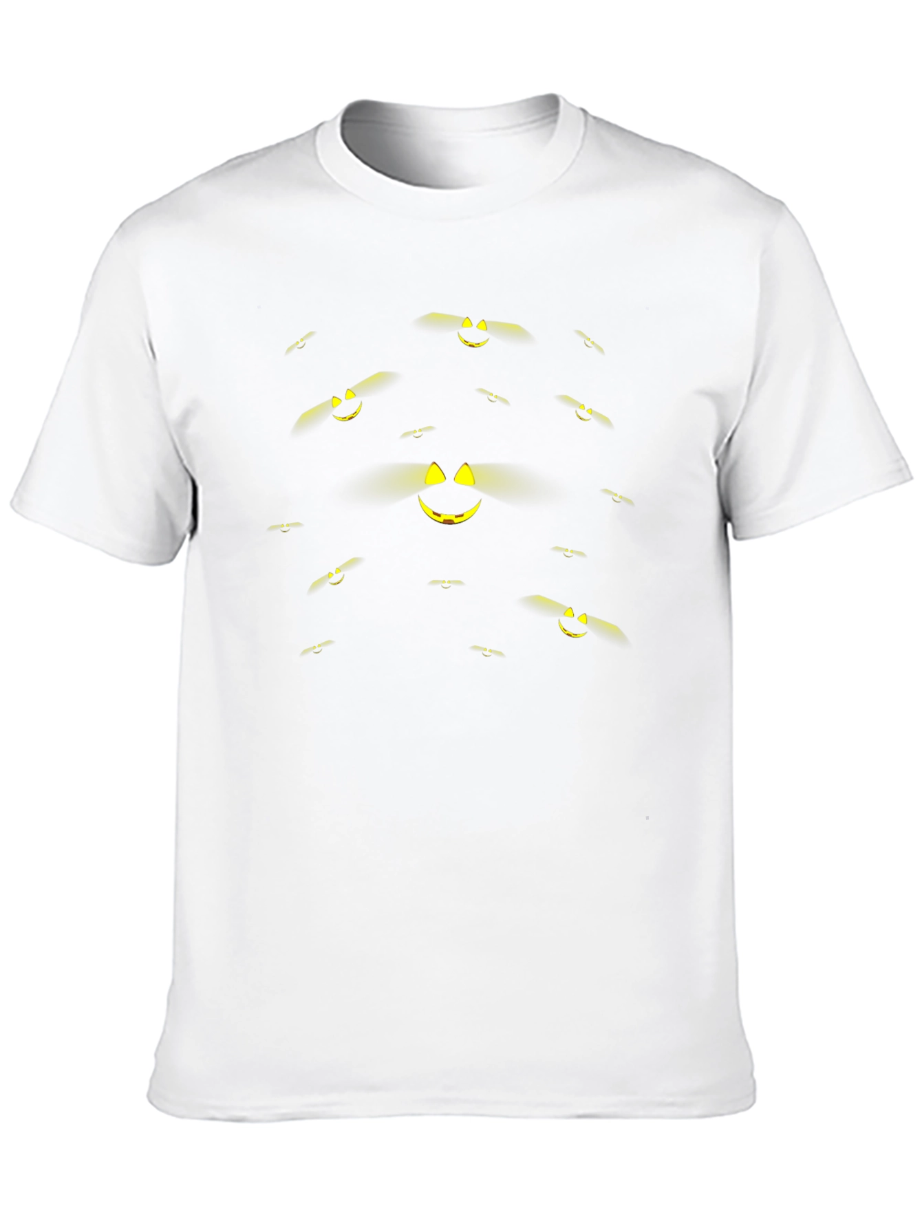 Spooky Pumpkin Face Pattern Black Halloween T-Shirt