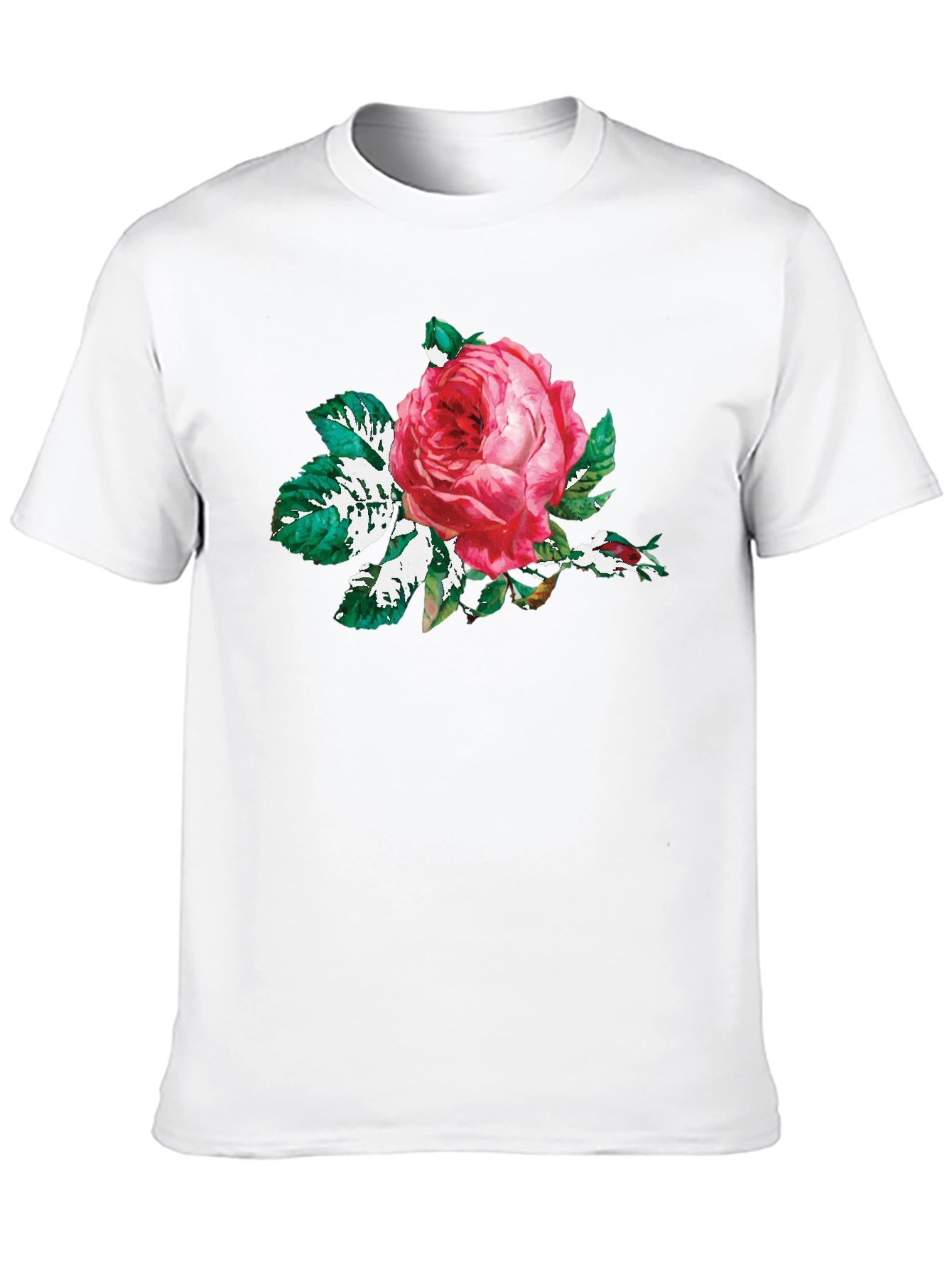 Black T-Shirt with Floral Rose Print