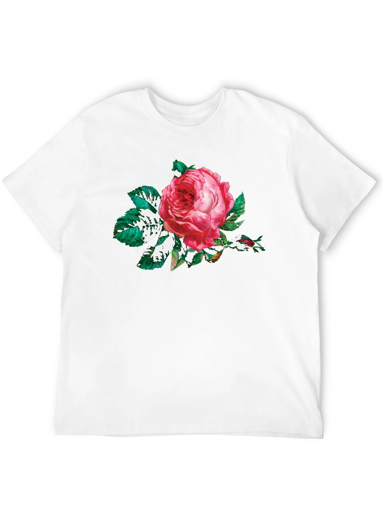 Black T-Shirt with Floral Rose Print