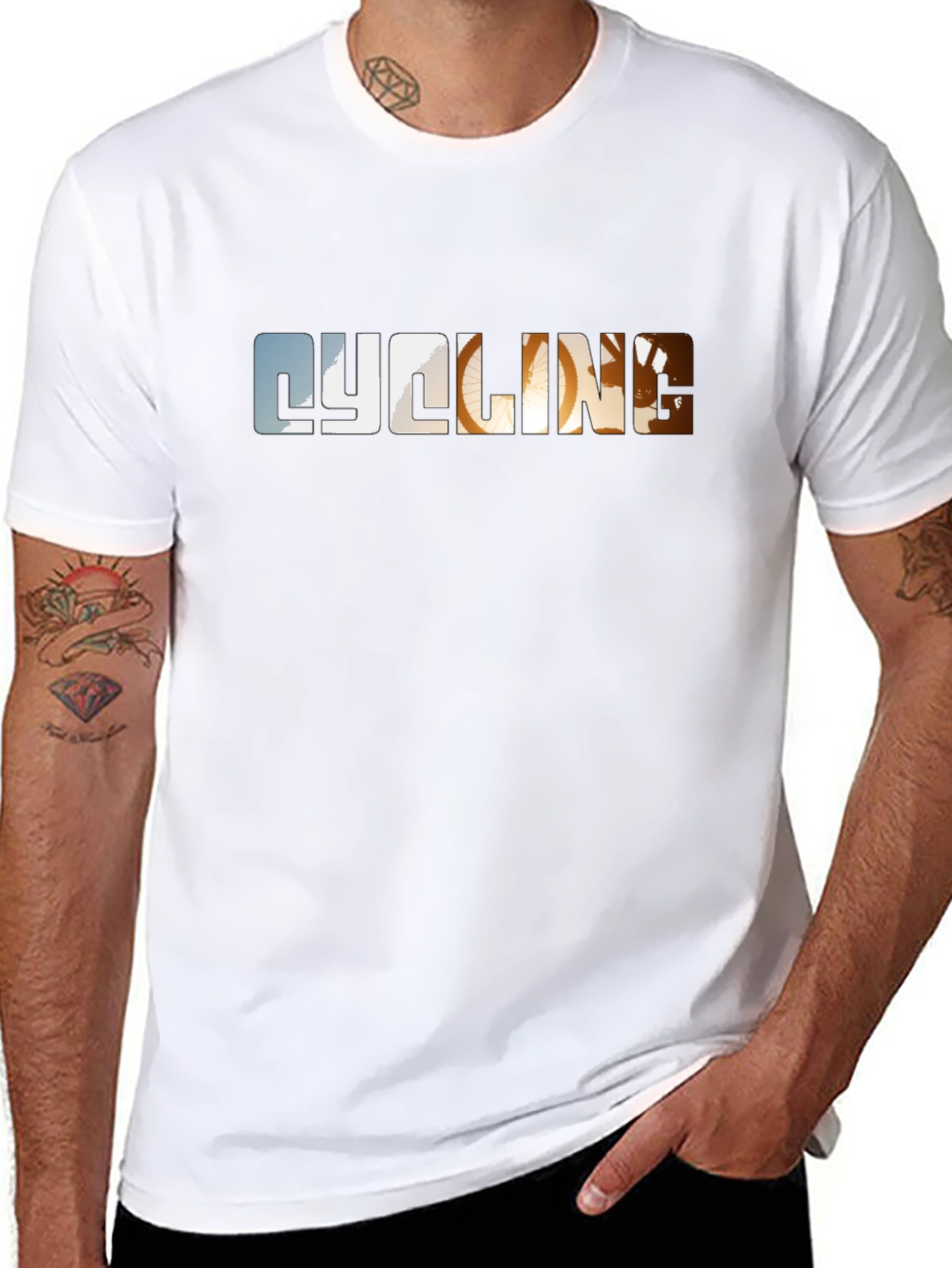 Cycling Graphic Print Black T-Shirt