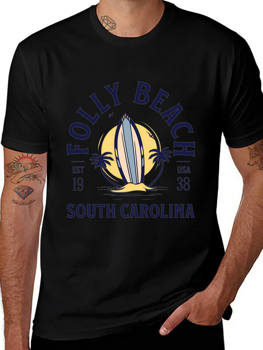 Folly Beach Surfboard Tee - South Carolina