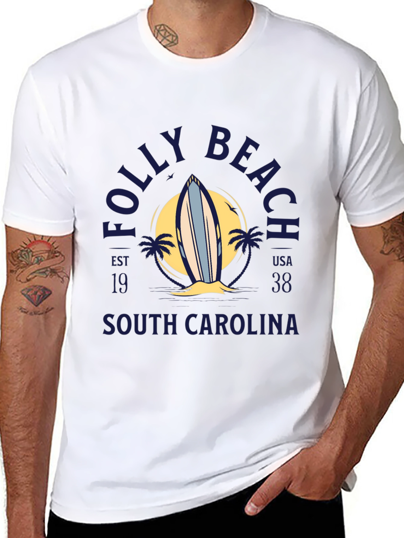 Folly Beach Surfboard Tee - South Carolina
