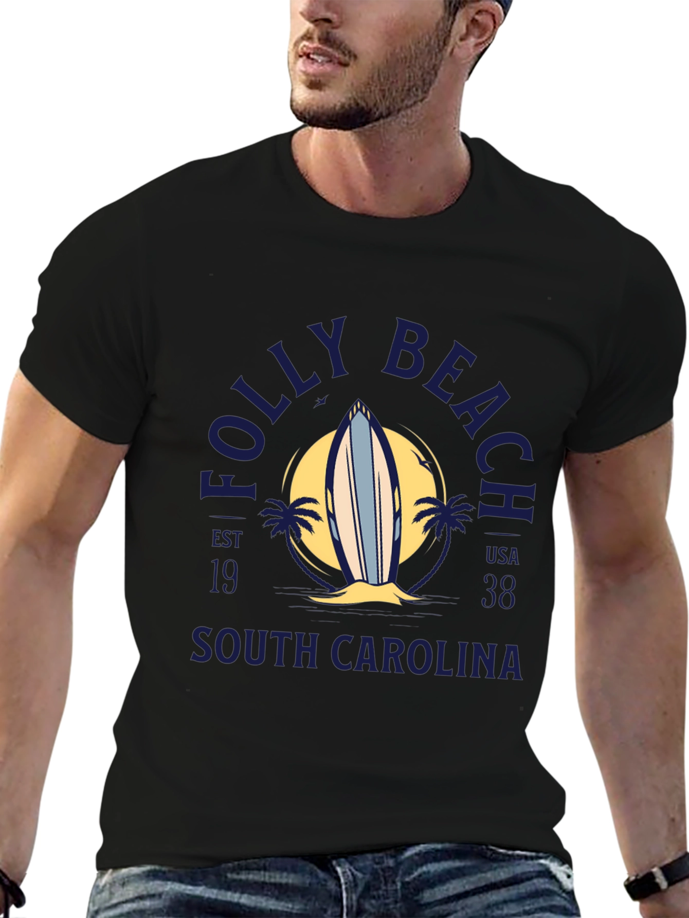 Folly Beach Surfboard Tee - South Carolina