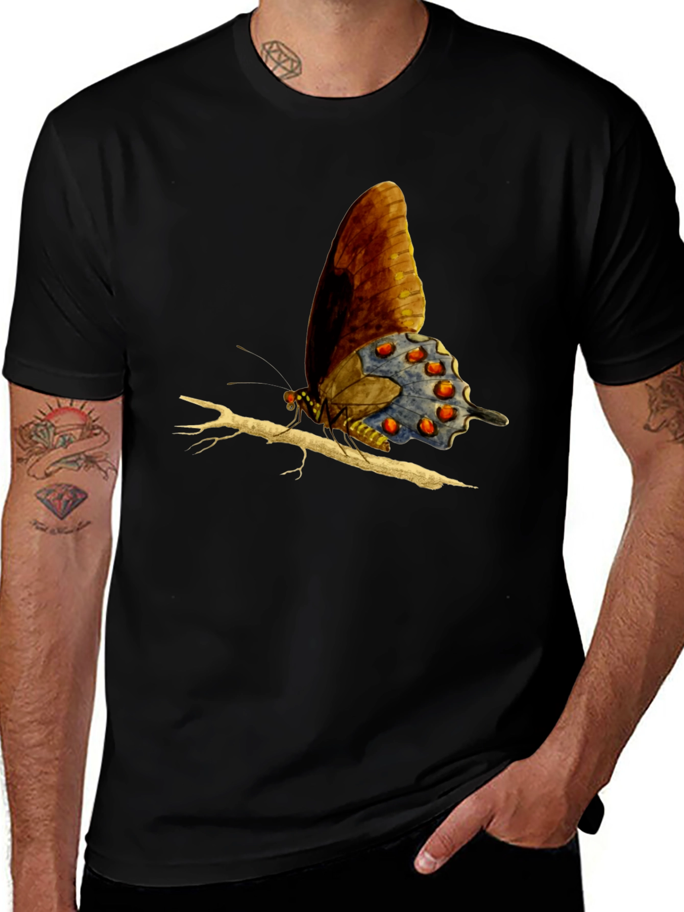 Butterfly Graphic Tee - Mens Black T-Shirt