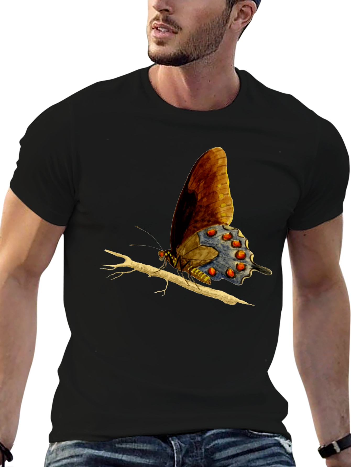 Butterfly Graphic Tee - Mens Black T-Shirt