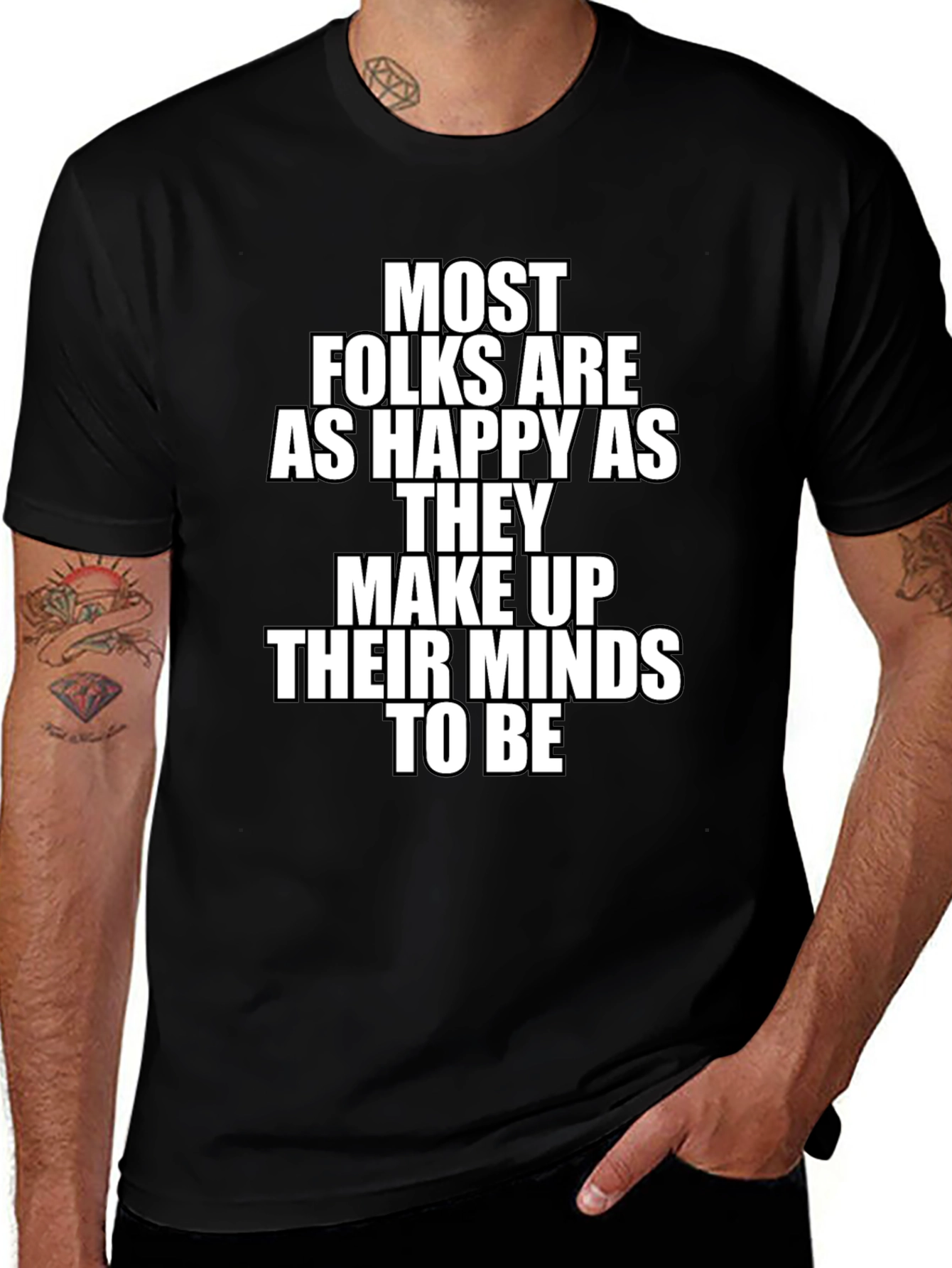 Inspirational T-Shirt - Happy Mindset Black Tee