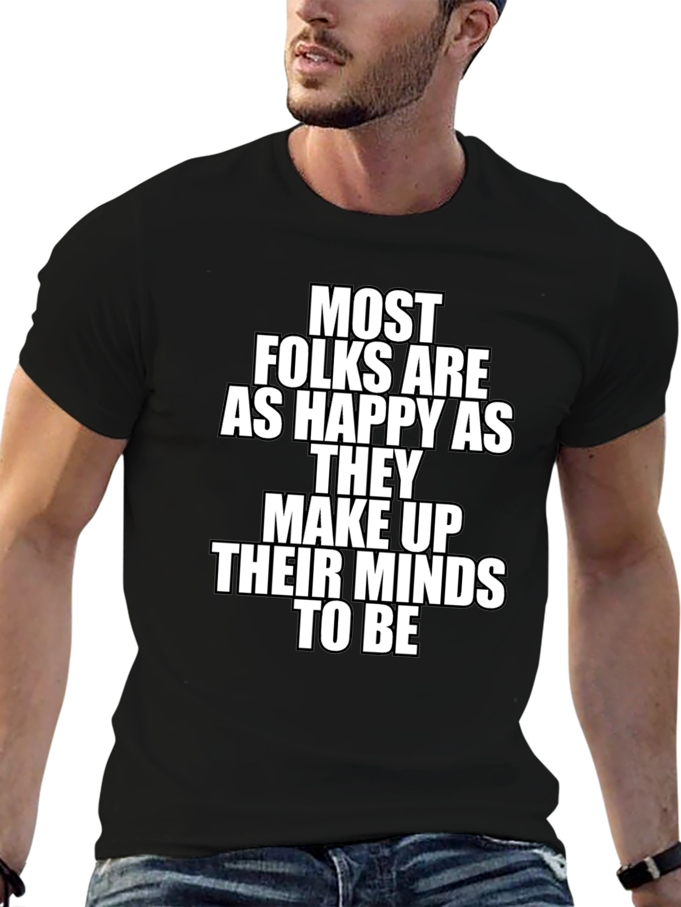 Inspirational T-Shirt - Happy Mindset Black Tee