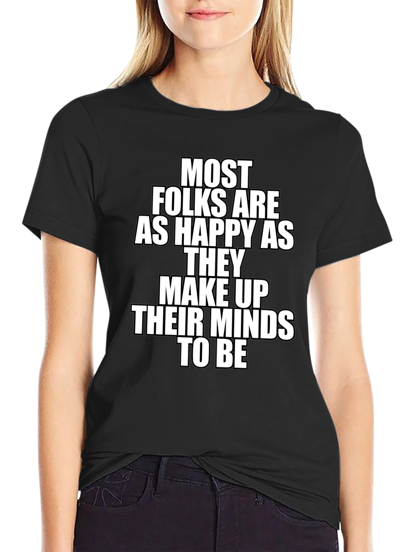 Inspirational T-Shirt - Happy Mindset Black Tee
