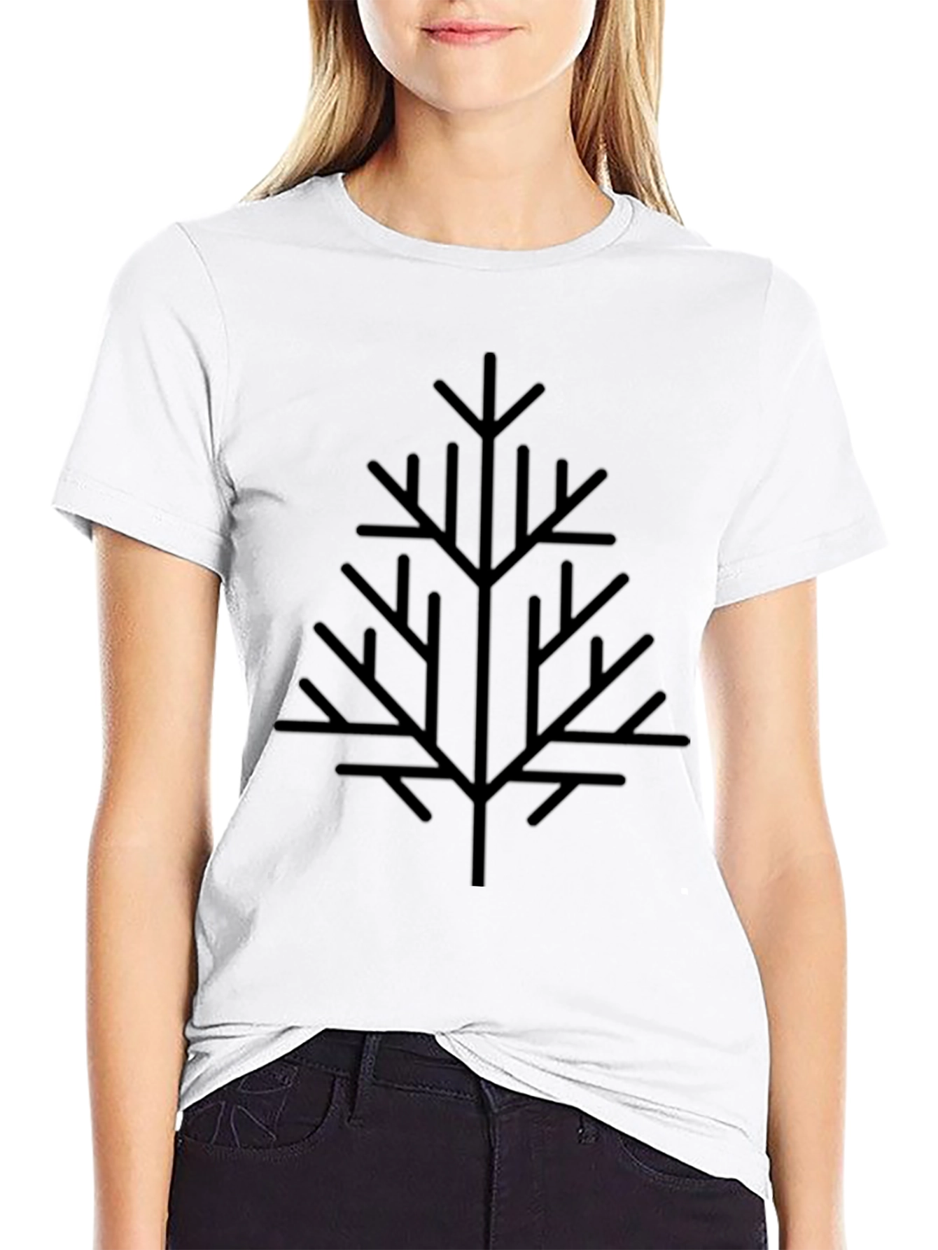 Geometric Tree Graphic Black T-Shirt