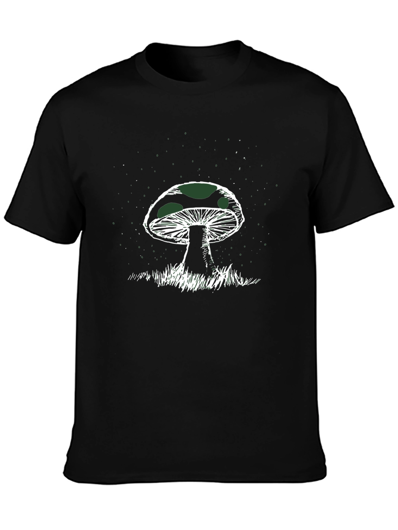 Mushroom Graphic Tee - Black Cotton T-Shirt
