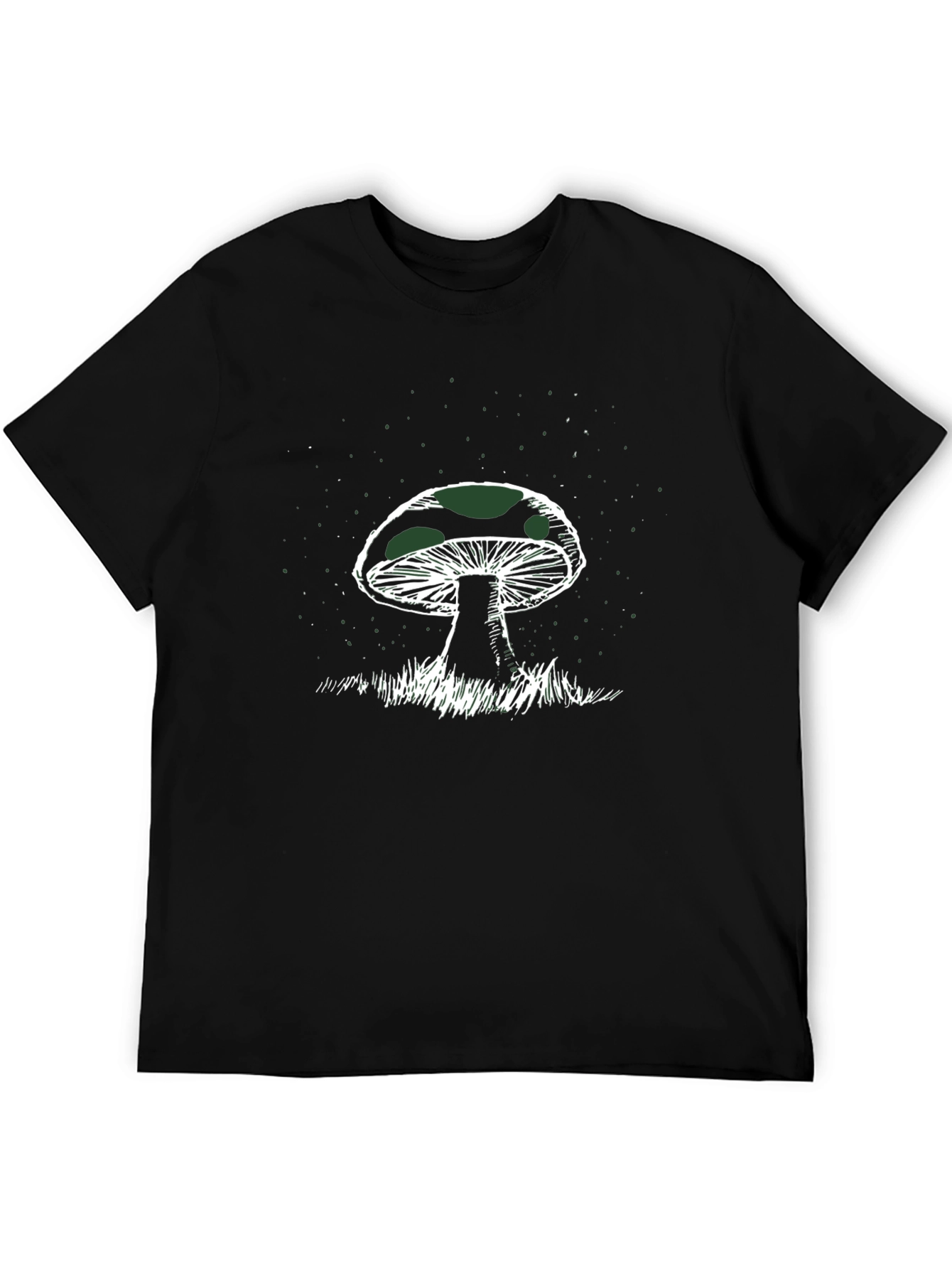 Mushroom Graphic Tee - Black Cotton T-Shirt