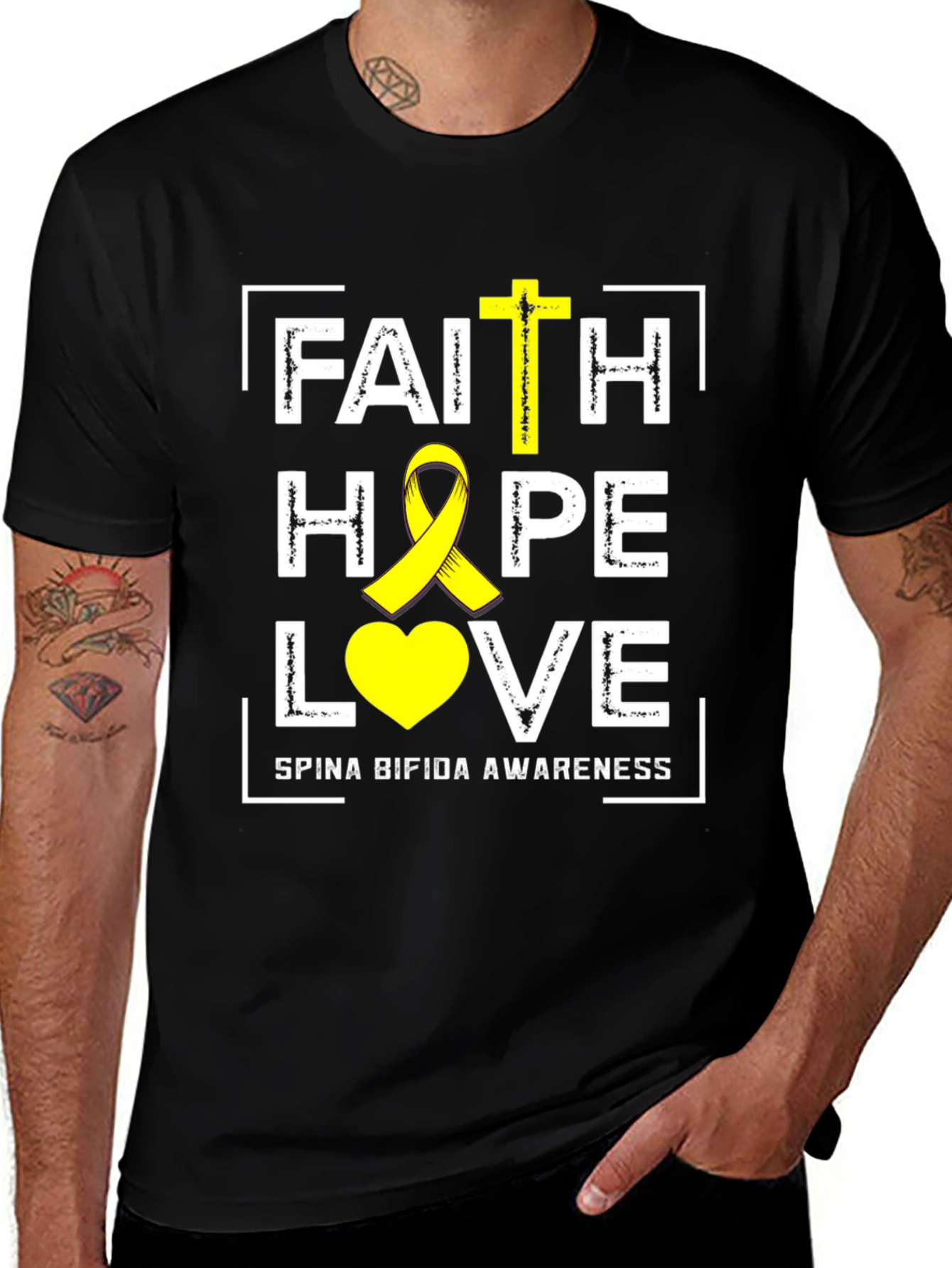Faith Hope Love Spina Bifida Awareness Graphic Tee