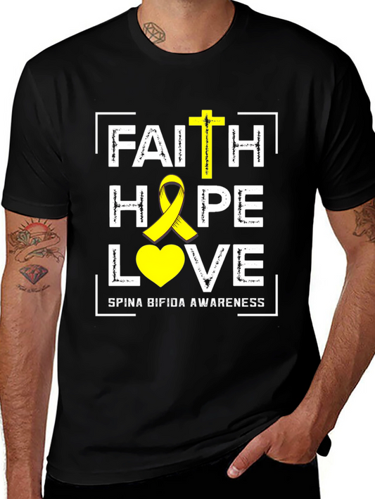 Faith Hope Love Spina Bifida Awareness Graphic Tee