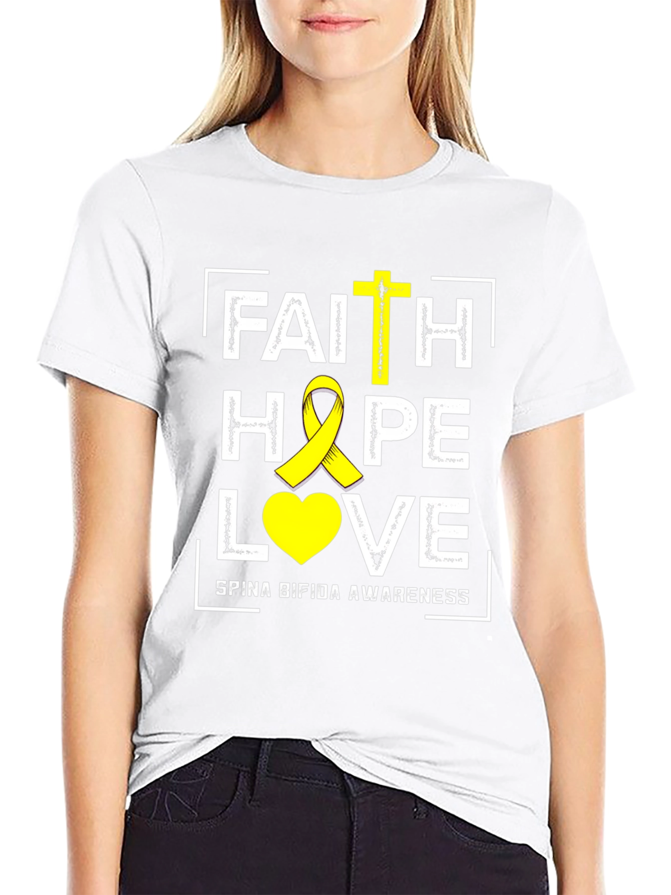 Faith Hope Love Spina Bifida Awareness Graphic Tee
